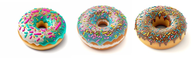 Een donut met blauwe en witte hagelslag erop