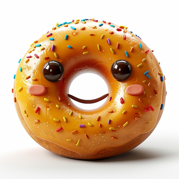 Foto een donut met een glimlachende gezicht en een glimlachend gezicht erop