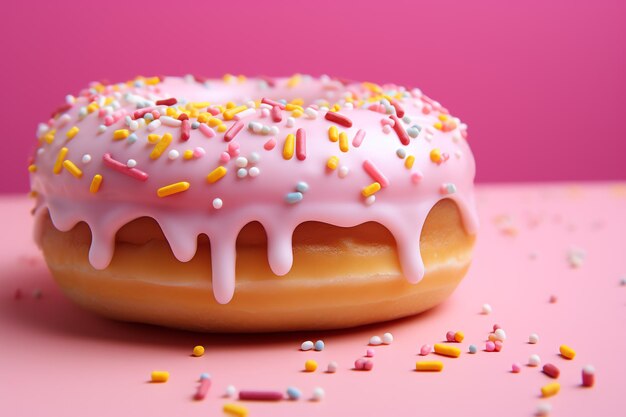 een donut met glazuur en hagelslag