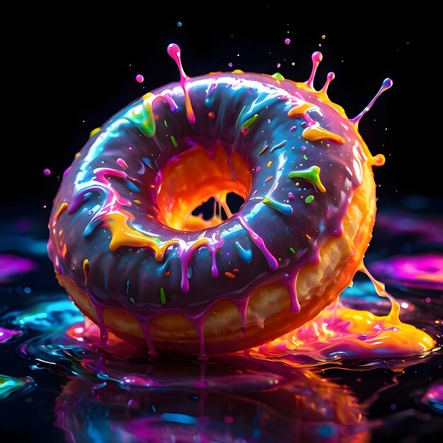 Foto een donut met het woord donut erop is bedekt met kleurrijke sprinkles