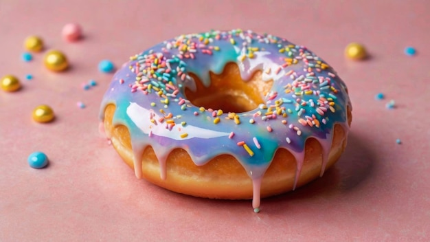 een donut met sprinkles en een gat in het midden