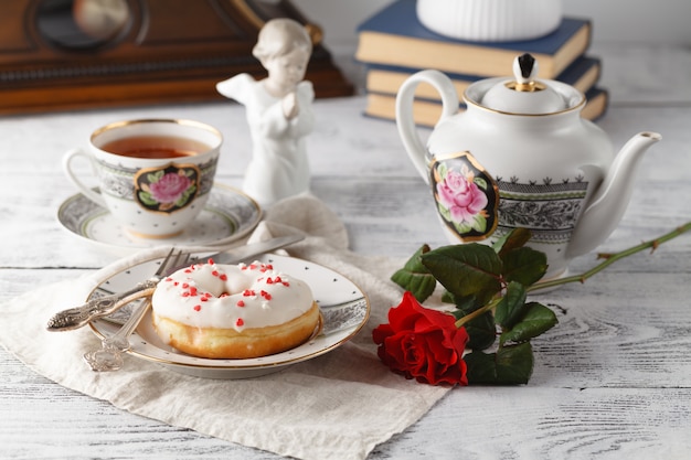 Een donut op valentijnsdag