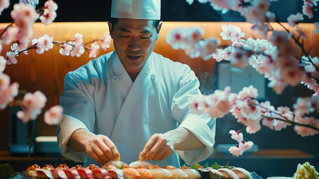 Foto een doodlichamelijk eerbetoon aan de sushi-cultuur