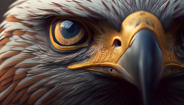 Een door AI gegenereerde illustratie van een close-up van een adelaarsoog