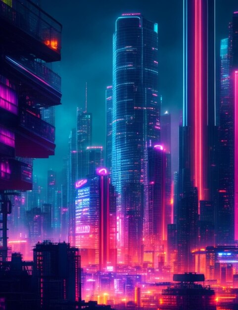 Een door cyberpunk geïnspireerd stadsbeeld