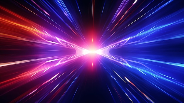 een door de computer gegenereerd beeld van een blauw en roze gloeiende ster met de woorden freeAbstract light