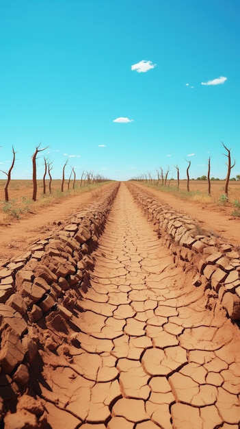 Een door de droogte getroffen veld