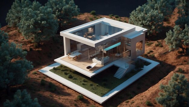 Foto een doorzichtig model van een modern huis