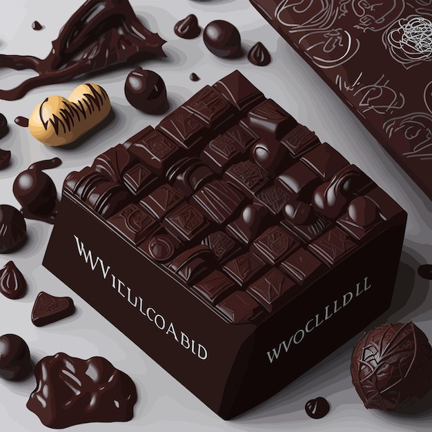 Een doos chocolaatjes met de woorden zweefmolen erop WorldChocolateDay vector Chocolate Day-foto