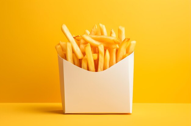 Foto een doos frietjes in een witte papieren doos generatieve ai
