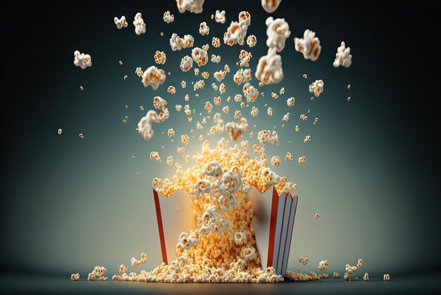 Een doos popcorn met een bioscoop-thema popcorn pakket Generatieve AI