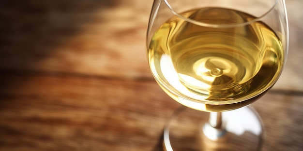 Een draaiend glas witte wijn