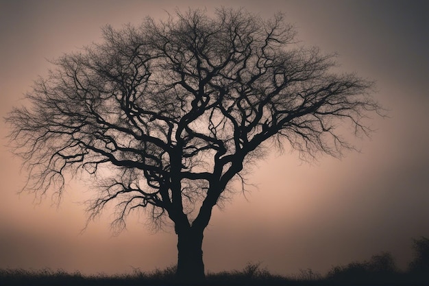 Een dramatisch zwart-wit boomlandschap