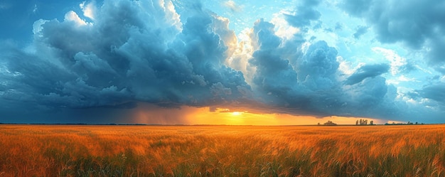 Een dramatische hemel met stormwolken op de achtergrond