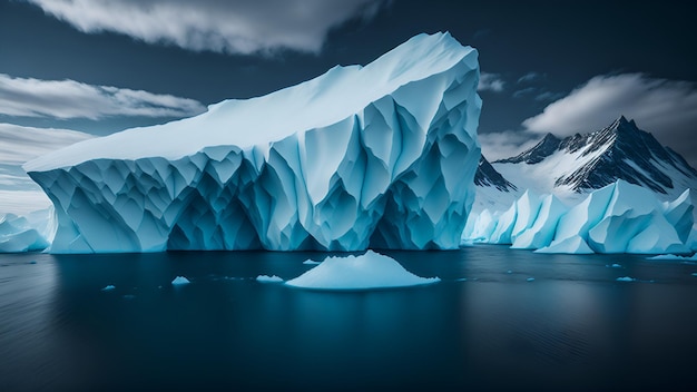 Een drijvende blauwe ijsberg in Antarctica Het concept van de opwarming van de aarde Generatie AI