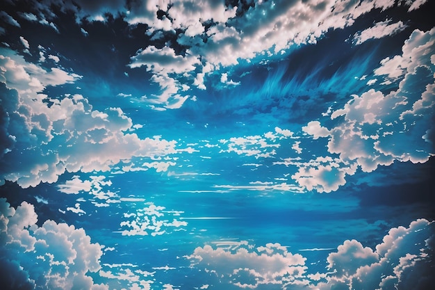 Een dromerig en etherisch wolkenlandschap met dunne wolken die drijven in een pastelhemel gegenereerd door Ai