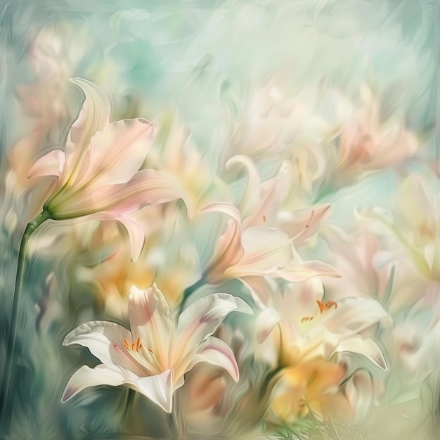 Een dromerig paasdoek zachte wazige stippen samensmelten om een betoverend veld van bloeiend paasdag te schilderen