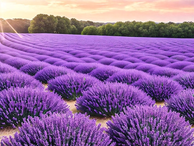 Een dromerig pastelkleurig veld van lavendel