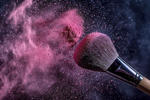 Een dromerige make-up penseel die in de lucht drijft