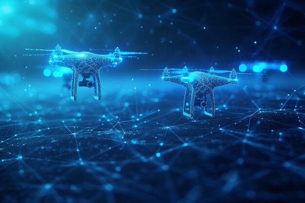 Een drone in digitale achtergrond met ruimte een concept van digitalisering Generatieve AI