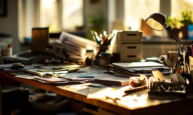 Een druk bureau in actie vastleggen