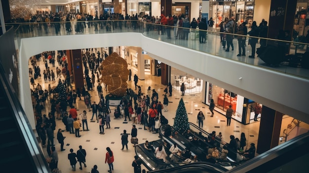 Een druk winkelcentrum op Black Friday