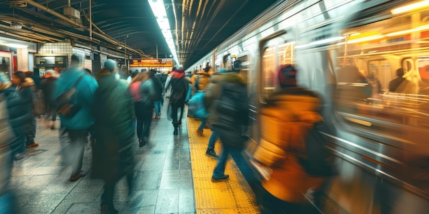 Een drukke metrostation tijdens de spits