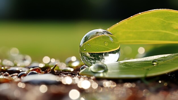 Foto een druppel water op een blad