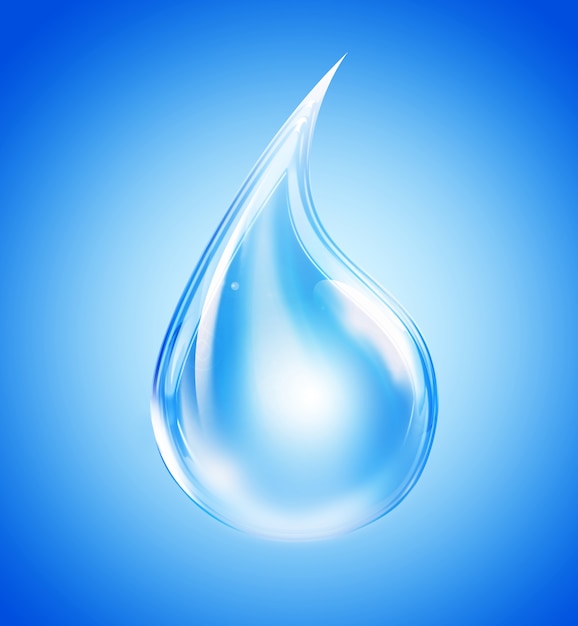 Een druppel water op een blauwe achtergrond
