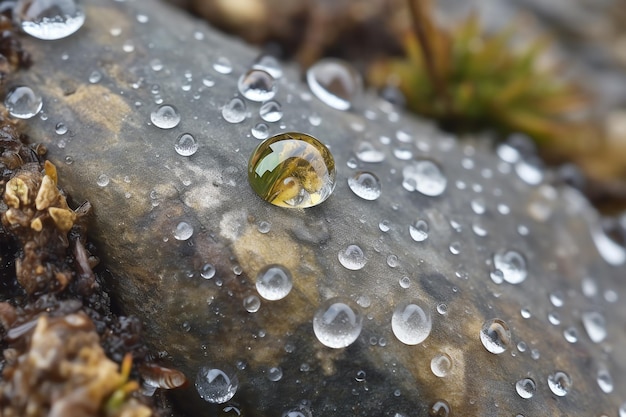 Een druppel water op een rots