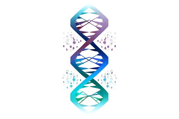 Een dubbele DNA-helix verweven met een medische caduceus