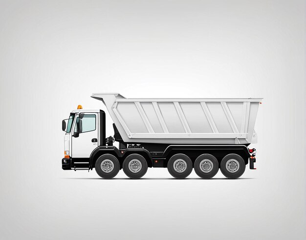 een dump truck met een witte aanhangwagen