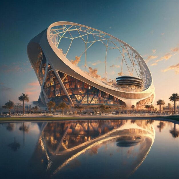 Foto een duur stadion dat in de vae is het stadion is naast de stad het uitzicht van het stadion