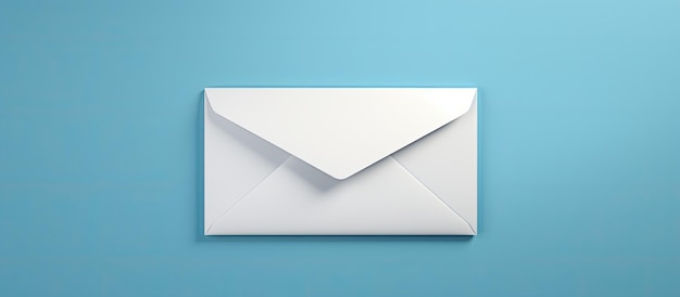 Een e-mailmarketingconcept wordt vertegenwoordigd door een witte envelop en een e-mailadressymbool op een