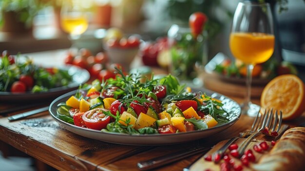 Een echtpaar geniet samen van een rustige lunch hun tafel is ingericht met gerechten die spreken van zorg en culinaire genot een rustig moment van verbinding gedeeld AI Generative