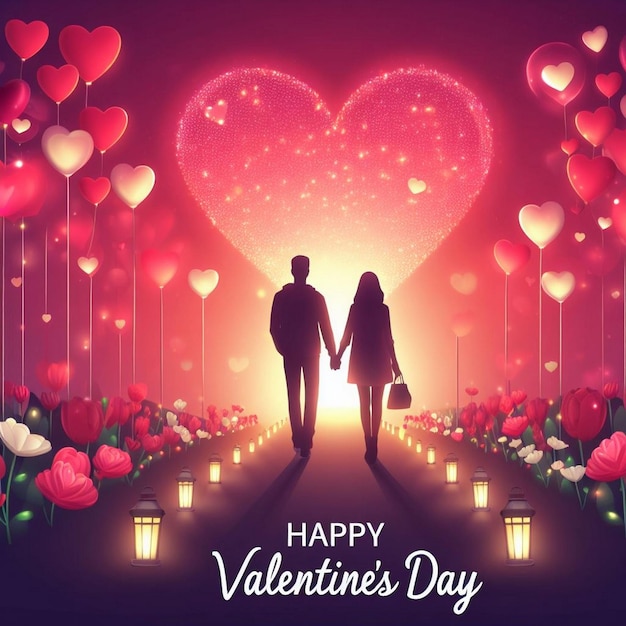 Een echtpaar loopt hand in hand op een pad een echtpaar houdt elkaar vast een echtpaar geniet van Valentijnsdag