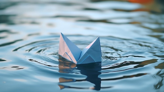 Een eenvoudig vel papier verandert op magische wijze in een speelse origami boot die een reis symboliseert van