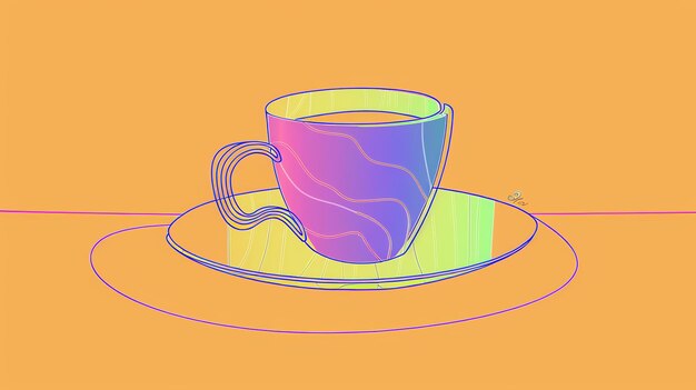 Foto een eenvoudige en elegante illustratie van een koffiekop op een schotel