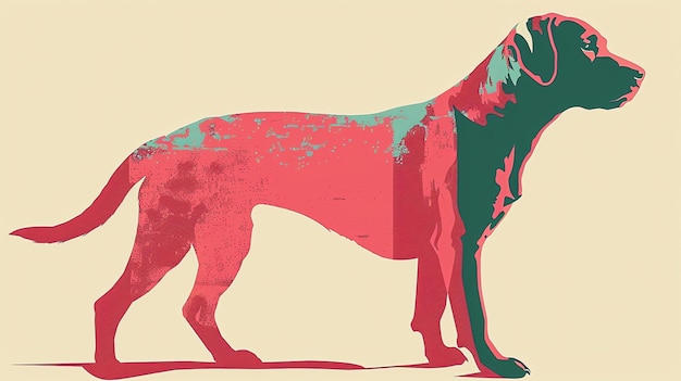 Foto een eenvoudige en kleurrijke illustratie van een hond die perfect is voor gebruik als logo of icoon de hond kijkt naar rechts en zit in een zitpositie