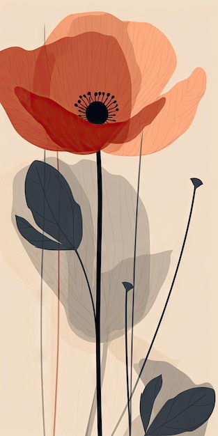 Een eenvoudige illustratie van een afbeelding van een poppy bloem bloemdessin voor desktop ansichtkaarten generatieve ai