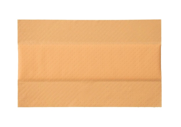 Een eenvoudige kleverige verband plat gelegd op een schoon wit oppervlak medisch gips geïsoleerd