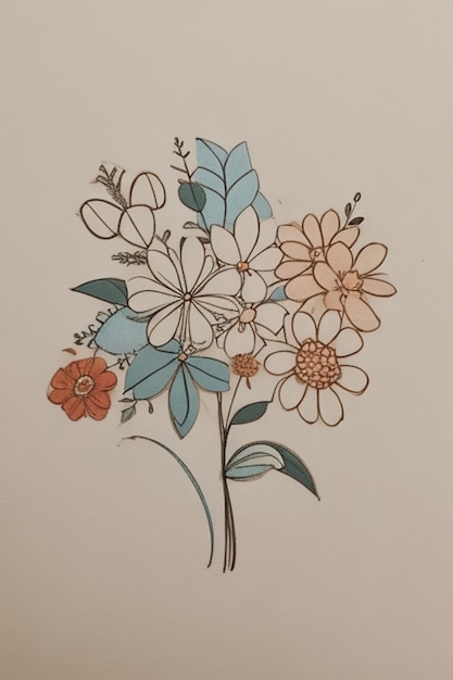 Een eenvoudige, minimalistische bloemkunst met milde kleuren in Boho-stijl