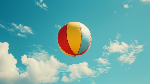 Een eenvoudige omtrek van een strandbal tegen een blauwe hemel AI gegenereerde illustratie
