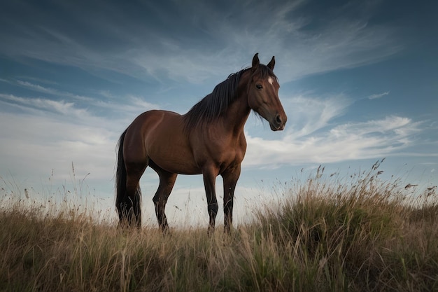 Een eenzame baai paard