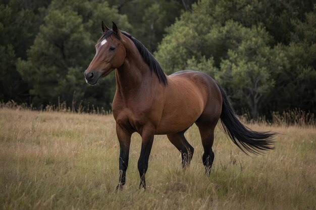 Een eenzame baai paard