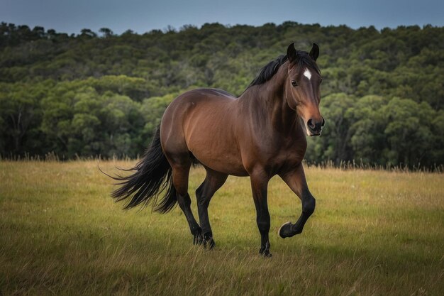 Een eenzame baai paard