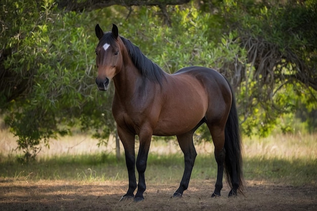 Een eenzame baai paard