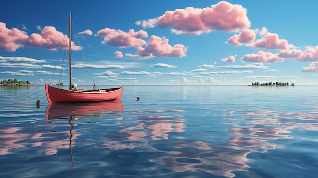 Foto een eenzame boot midden op zee