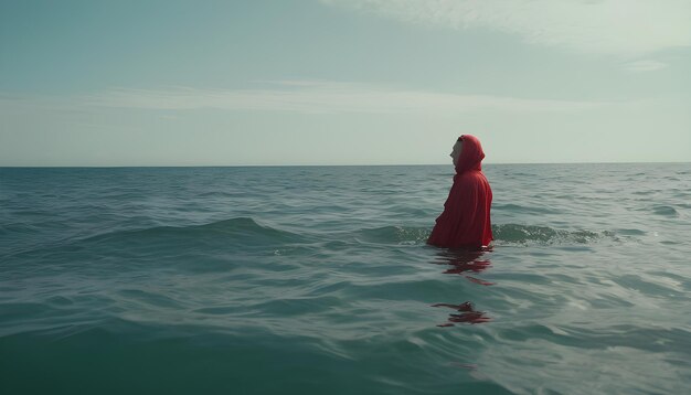 een eenzame persoon op zee