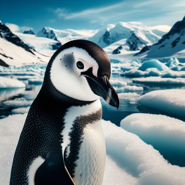 Een eenzame pinguïn genaamd Pippin in het hart van Antarctica AI gegenereerd